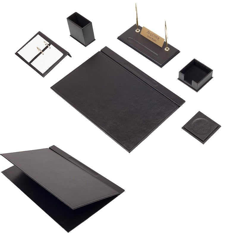 MOOG Leather Desk Set - 8 Accessories - Blue - 8 PCS - themonogram manor 