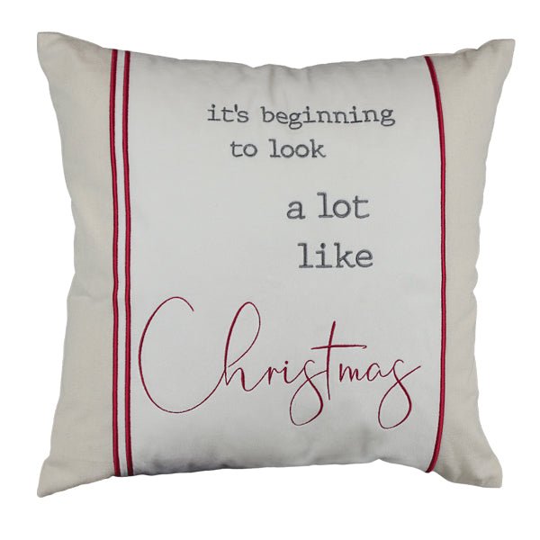18" It's Beginning to Look a Lot Like Christmas Square Pillow - themonogram manor 