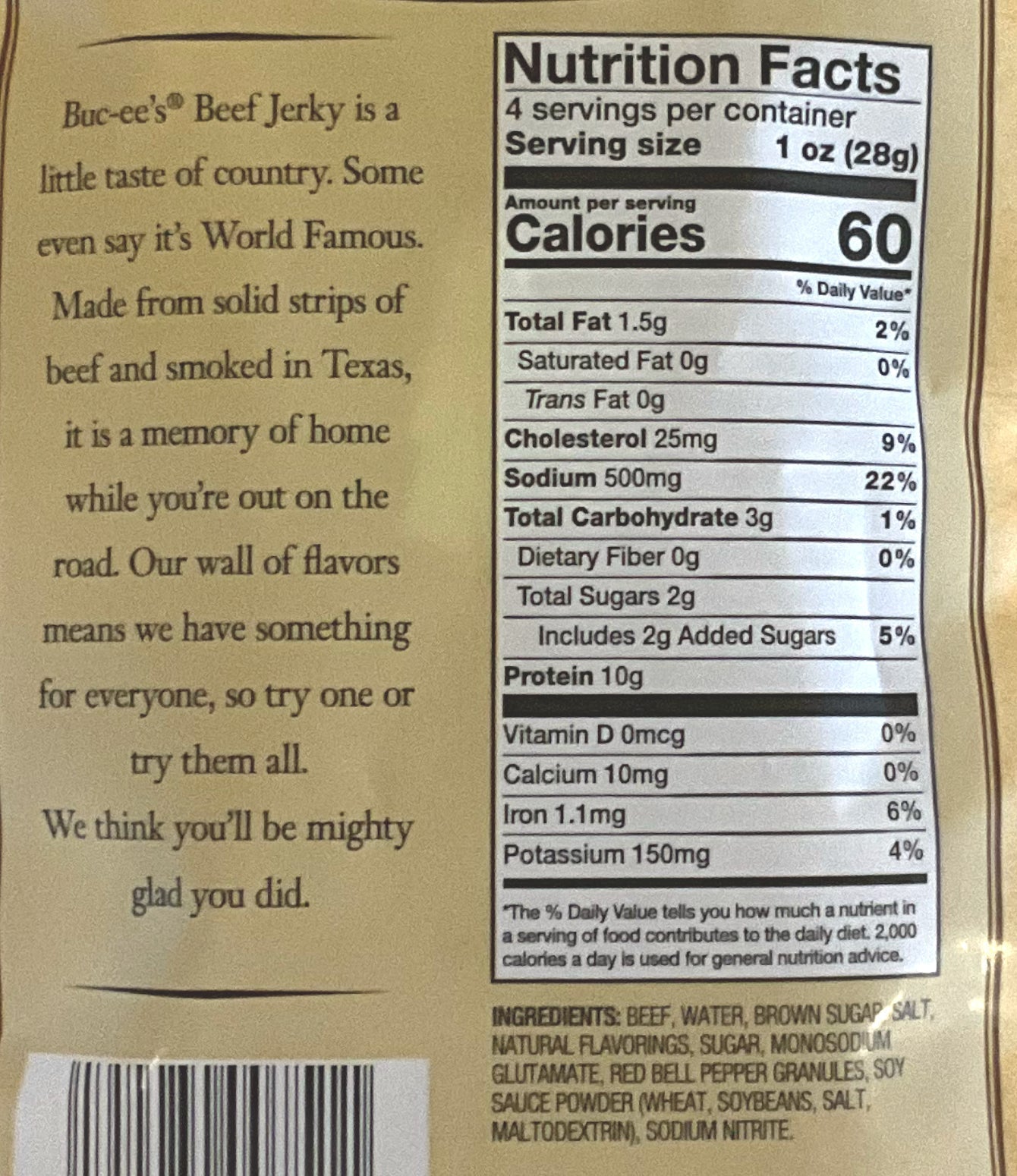 Buc - ee's Hill Country Brand Peppered Beef Jerky - themonogram manor 