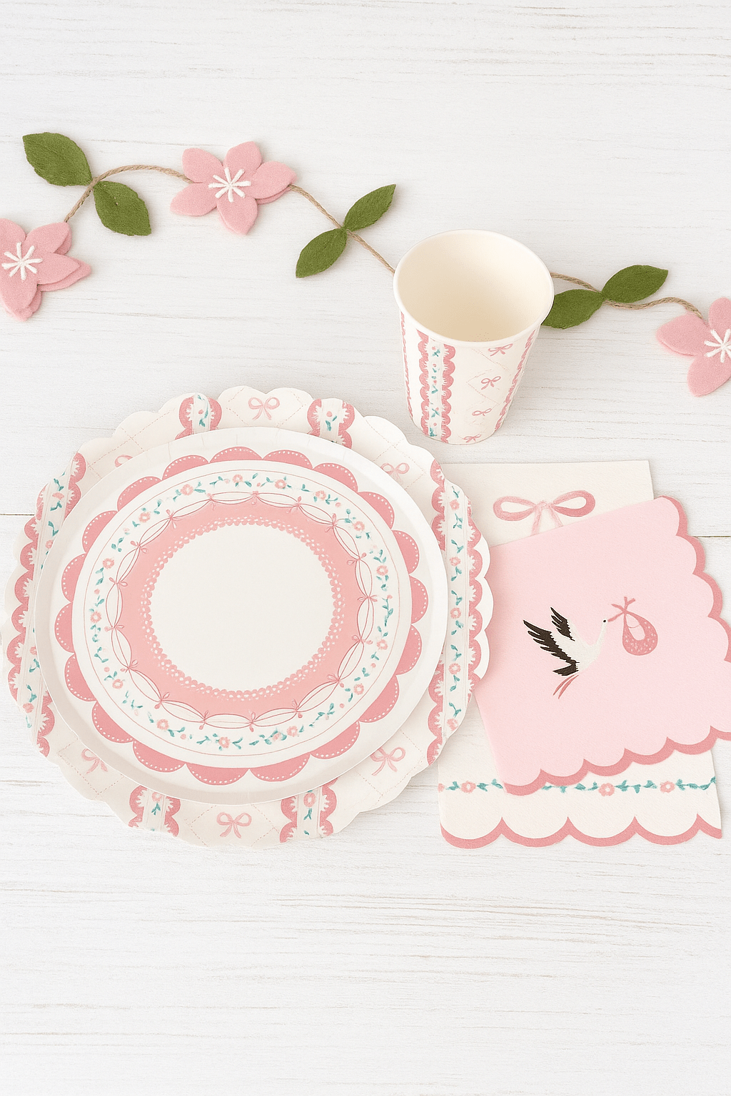 Pink Bow Coquette Large Plates 10" (8 pack) - themonogram manor 