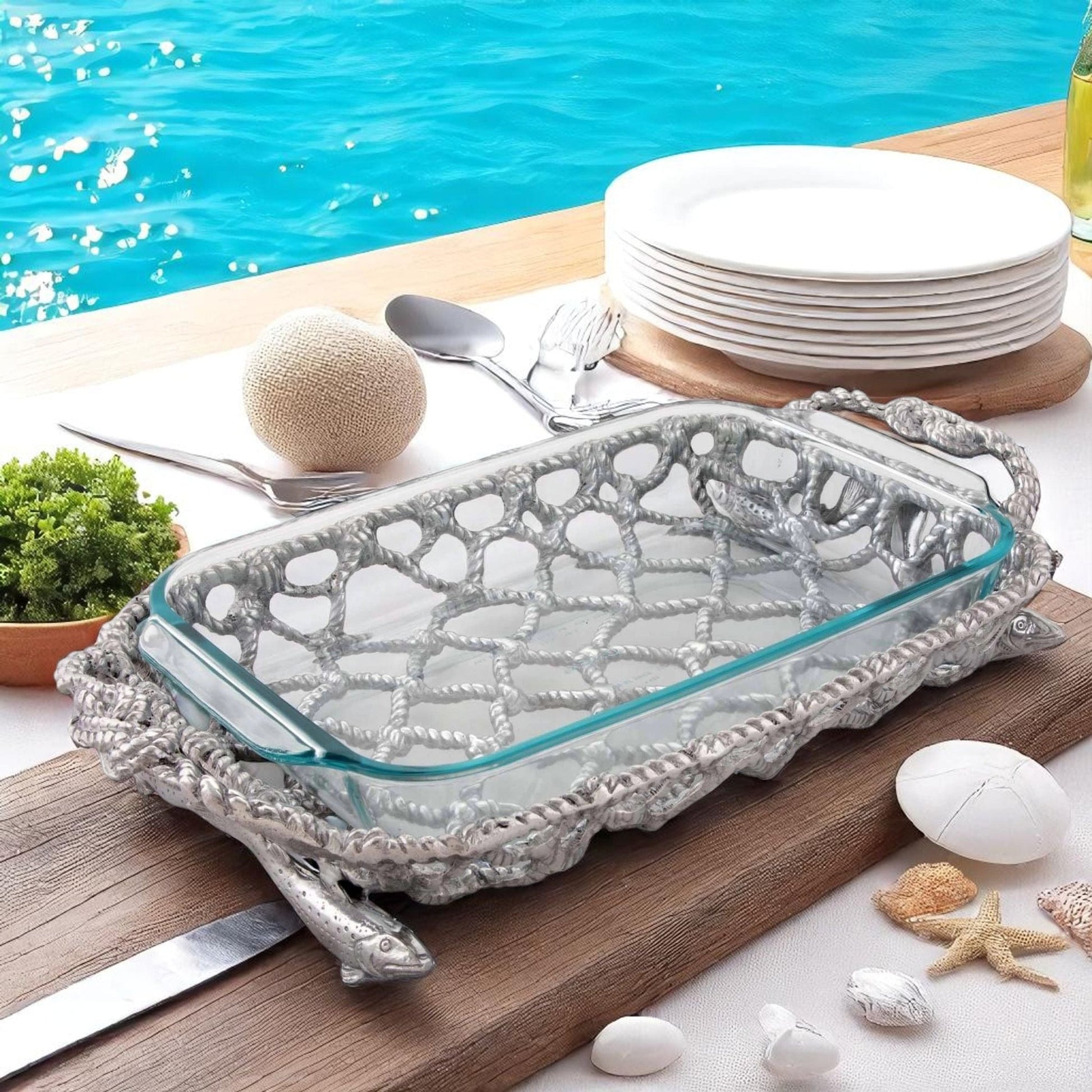 Fish Net Casserole / Pyrex Holder - themonogram manor 