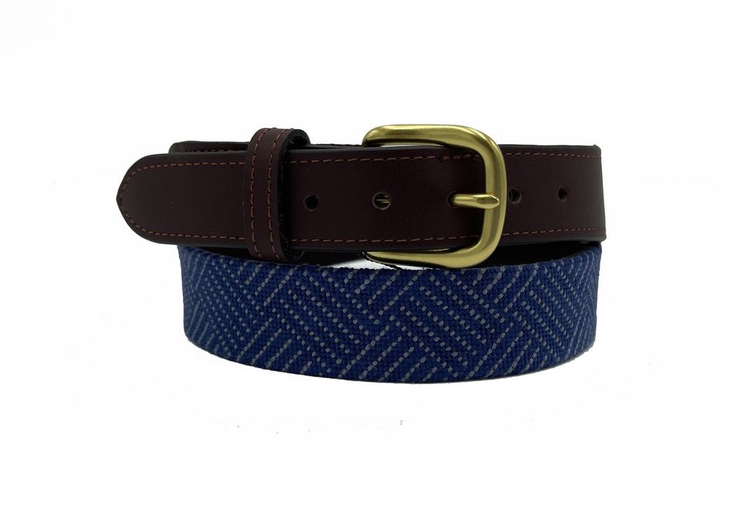 Needlepoint Texture Basketweave Steel Grey and Navy Blue - themonogram manor 