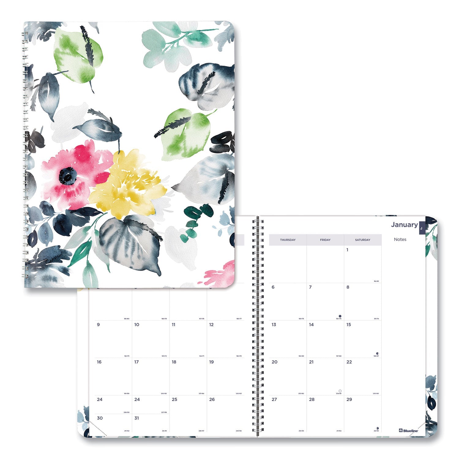 Blueline Monthly 14 - Month Planner, Floral Watercolor Artwork, 11 x 8.5, Multicolor Cover, 14 - Month (Dec to Jan): 2022 to 2024 - themonogram manor 