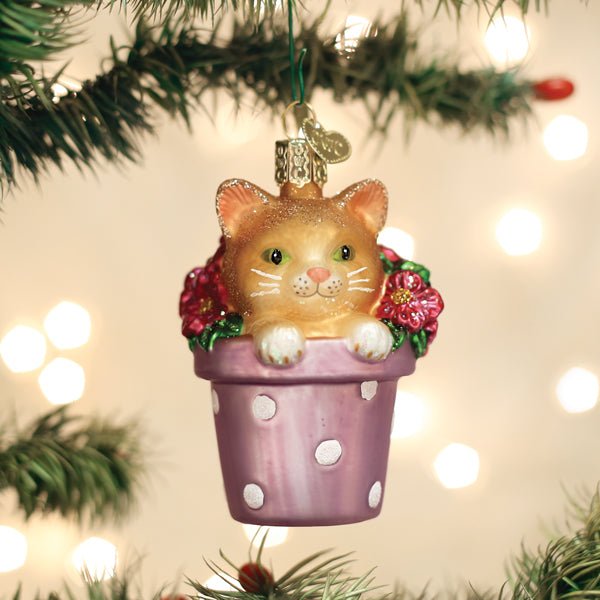 Kitten In Flower Pot Ornament - themonogram manor 