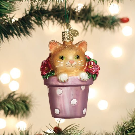Kitten In Flower Pot Ornament - themonogram manor 