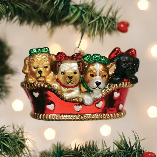 Puppies In A Basket Ornament - themonogram manor 