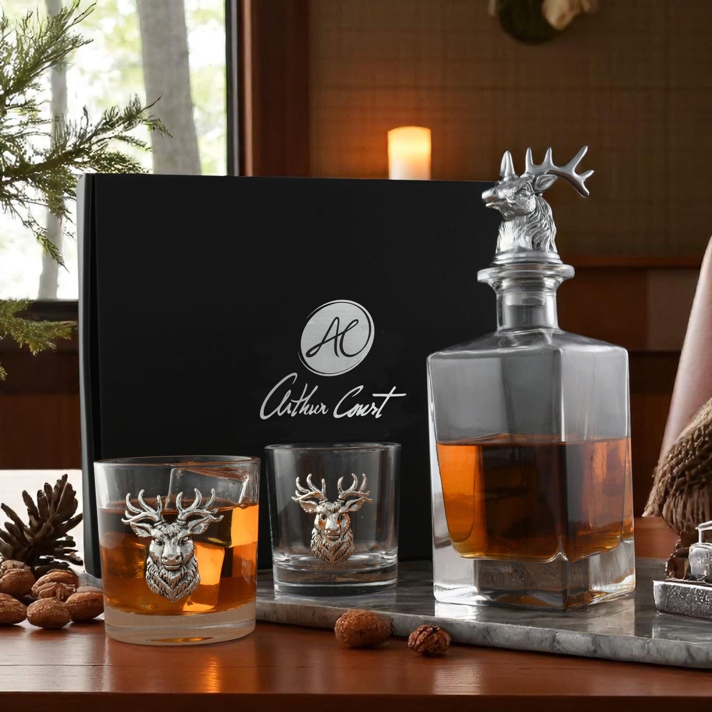 Elk / Deer Bust Decanter Set with Glasses - themonogram manor 