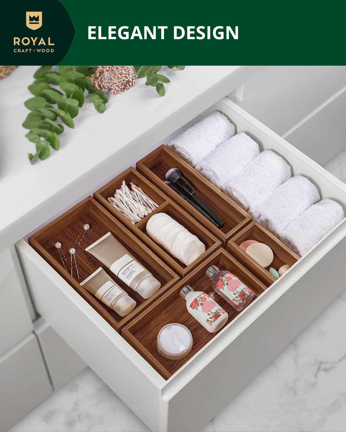 Storage Box Set of 5, Brown - themonogram manor 