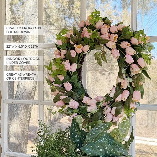 Faux Soft Pink Tulip Wreath - themonogram manor 