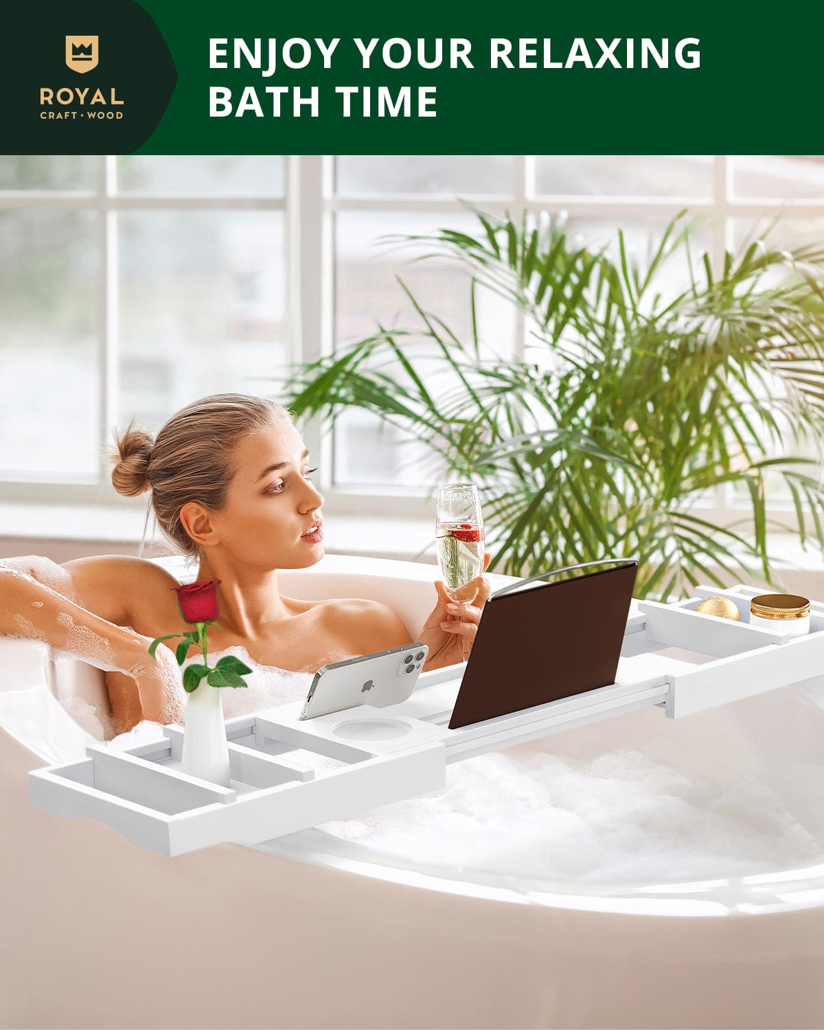 Bathtub Caddy Tray, White - themonogram manor 