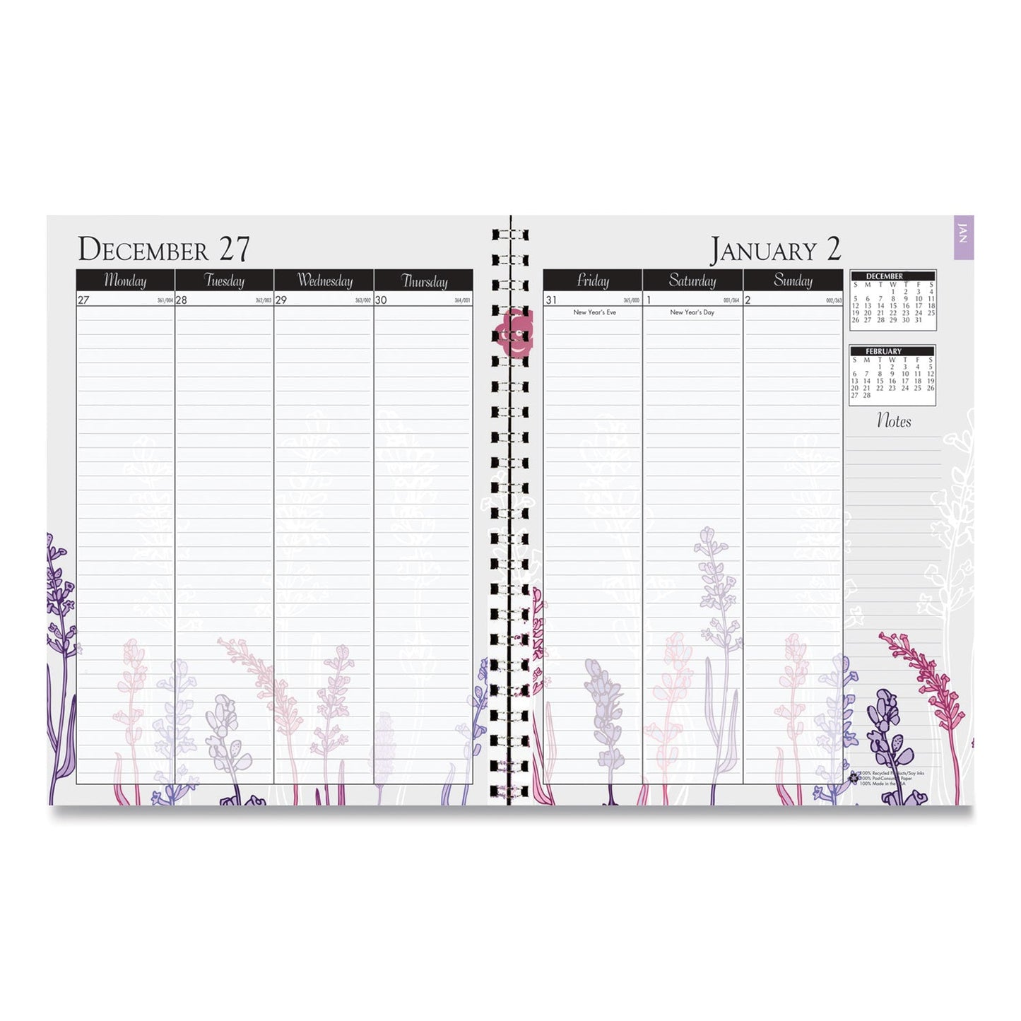 House of Doolittle Recycled Wild Flower Weekly/Monthly Planner, Wild Flowers Artwork, 9 x 7, Gray/White/Purple Cover, 12 - Month (Jan - Dec): 2023 - themonogram manor 