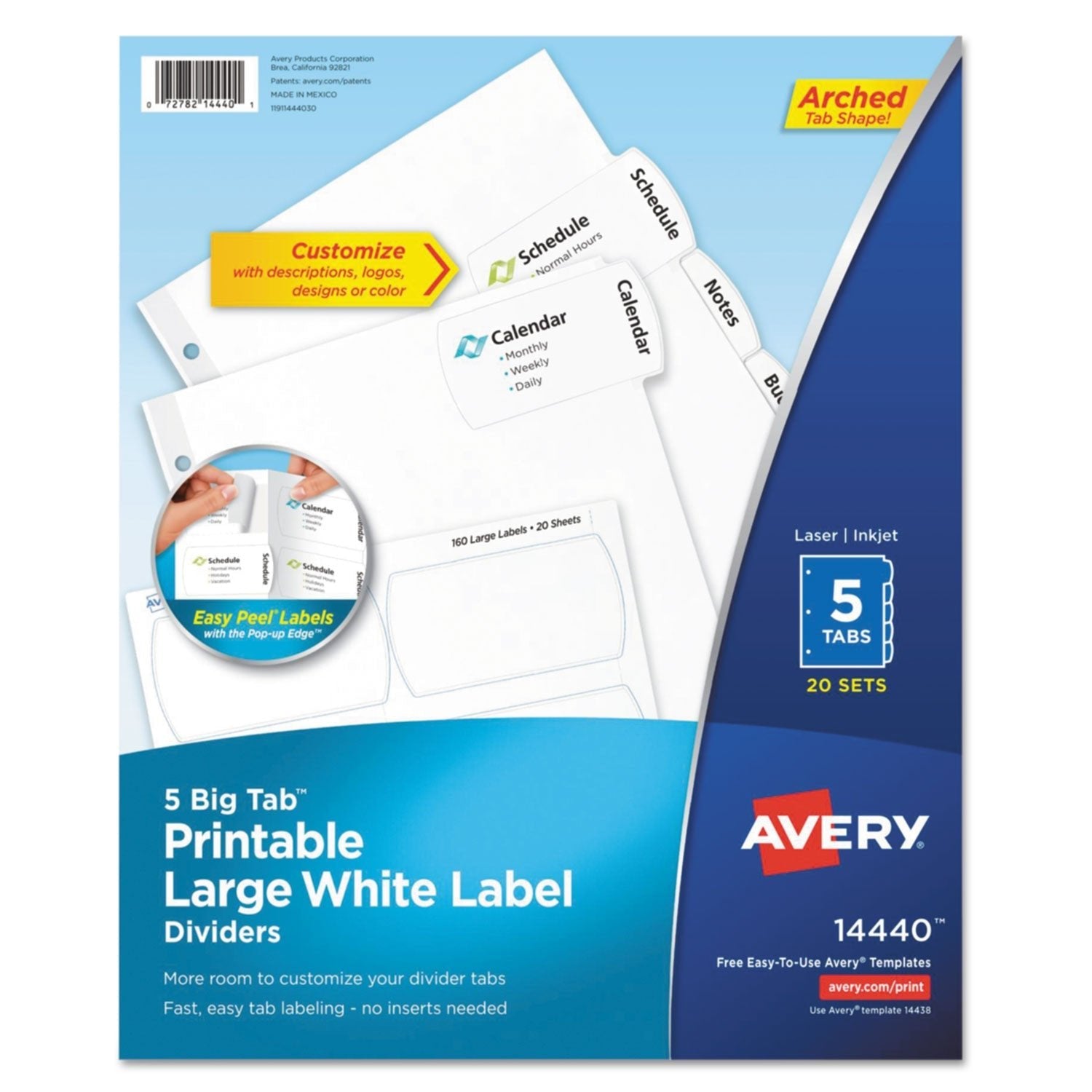 Avery Big Tab Printable Large White Label Tab Dividers, 5 - Tab, 11 x 8.5, White, 20 Sets - themonogram manor 