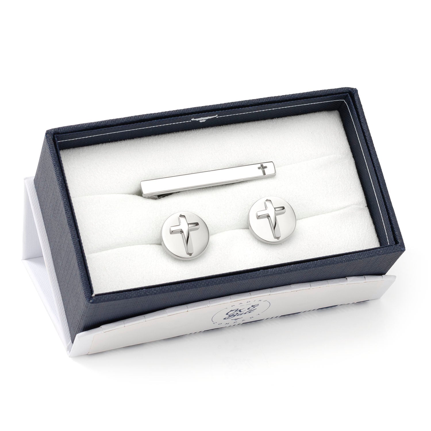 Cross Stainless Steel Cufflinks and Tie Clip Gift Set - themonogram manor 