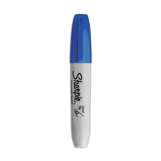 Sharpie Chisel Tip Permanent Marker, Medium Chisel Tip, Blue, Dozen - themonogram manor 