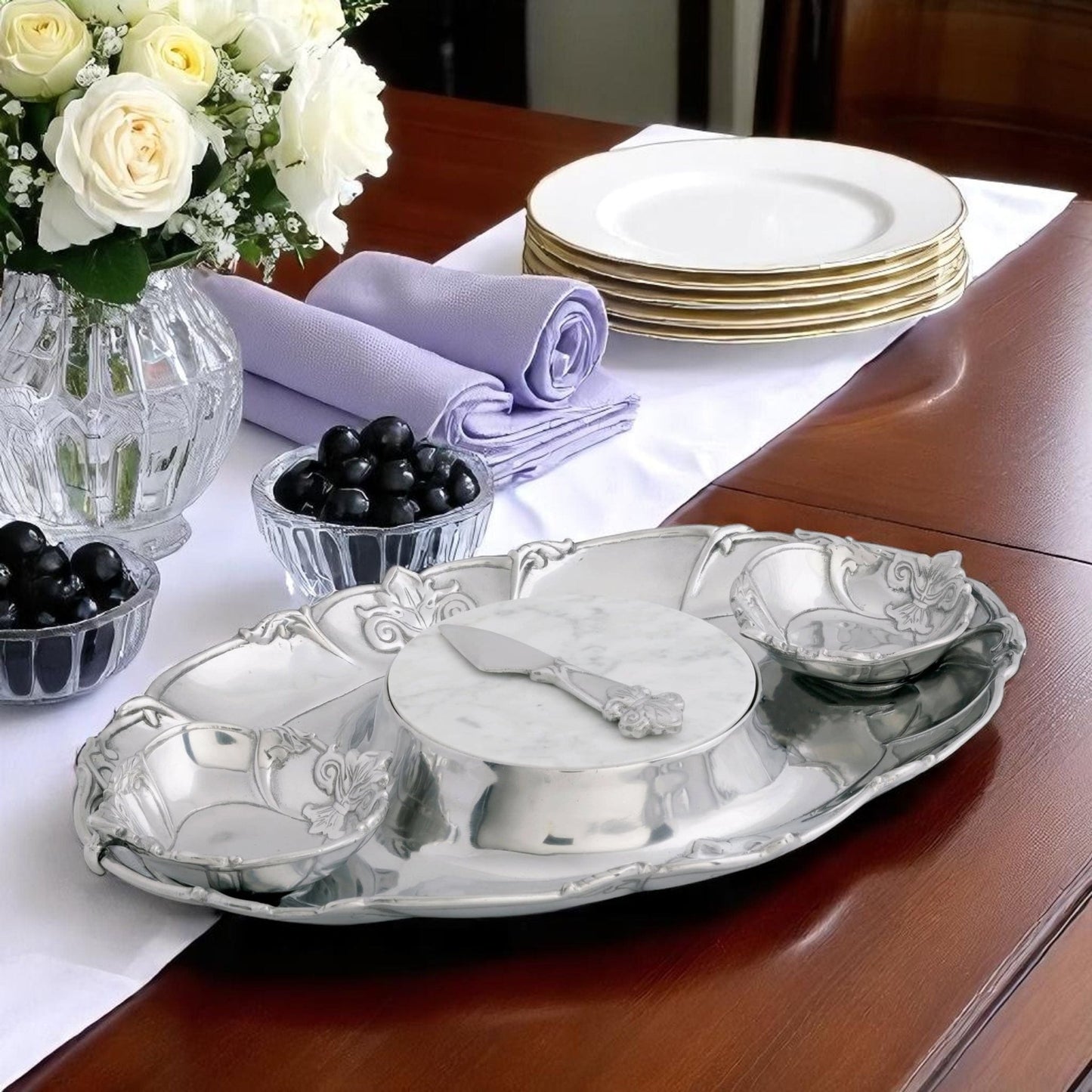 Fleur-De-Lis Tray Entertainment - themonogram manor 