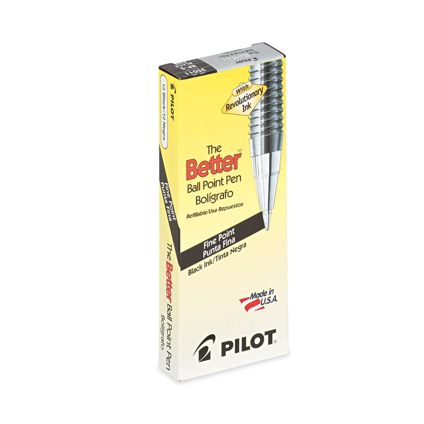 Pilot Better Ballpoint Pen, Stick, Fine 0.7 mm, Black Ink, Smoke Barrel, Dozen - themonogram manor 