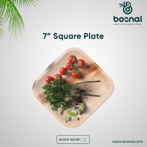 Bosnal - Palm Leaf Biodegradable Plates; 7 inch, Square - themonogram manor 