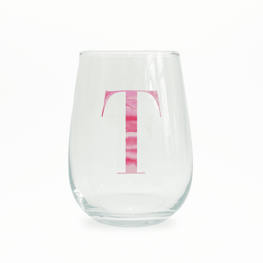 T Monogram Stemless Wine Glass - themonogram manor 