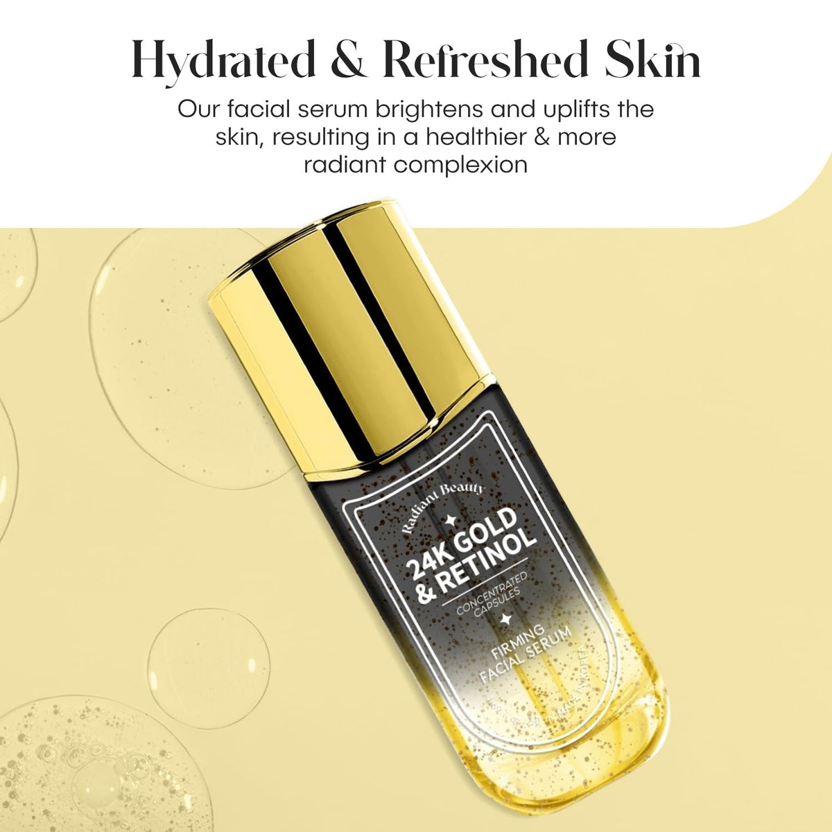 24K Gold & Retinol Firming Serum - Moisturizing, & Protecting - Reduces Dark Spots & Wrinkles - Dermatologist Tested, Korean Skin Care - 1.69 FL.OZ. - themonogram manor 