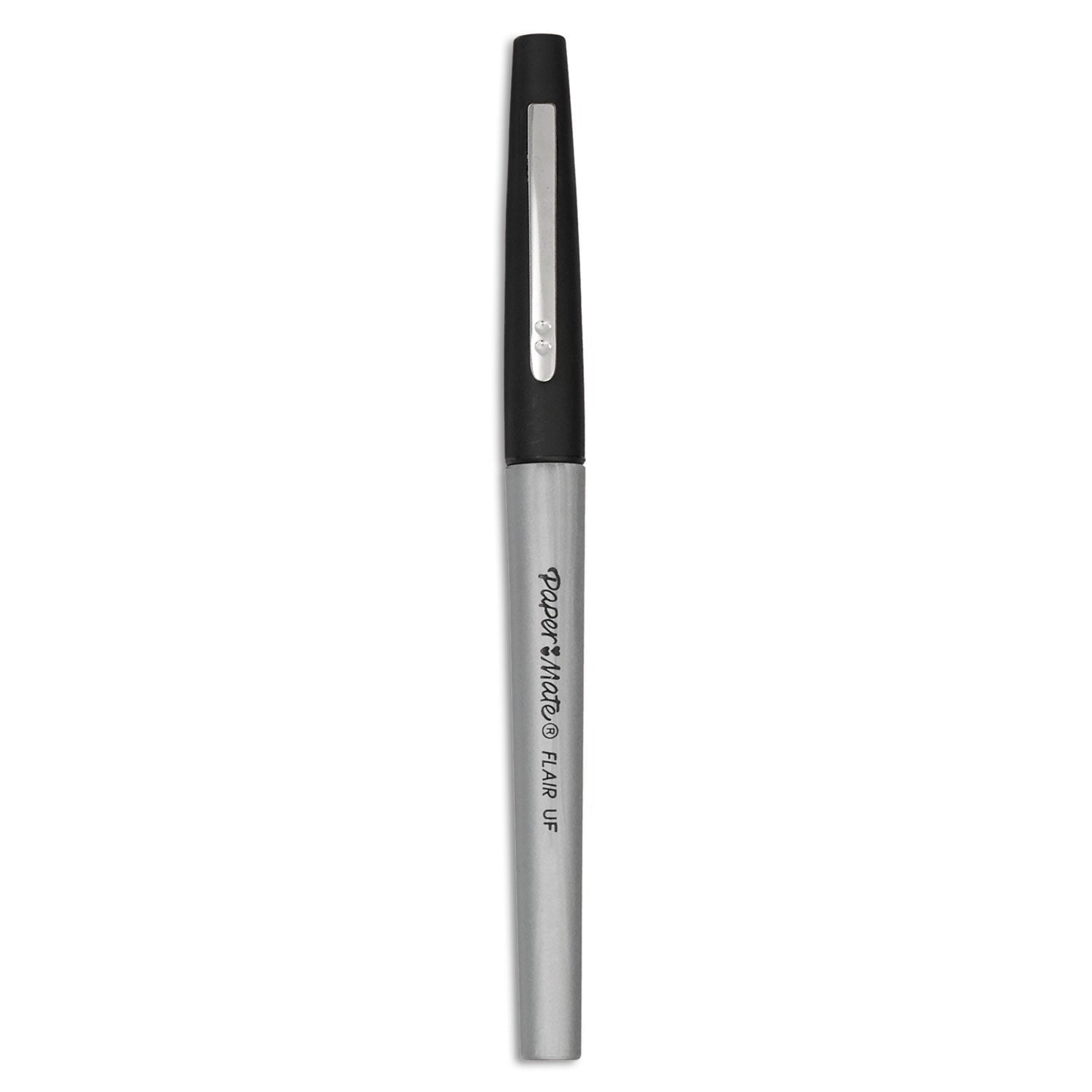 Paper Mate Flair Felt Tip Porous Point Pen, Stick, Extra - Fine 0.4 mm, Black Ink, Black Barrel, Dozen - themonogram manor 
