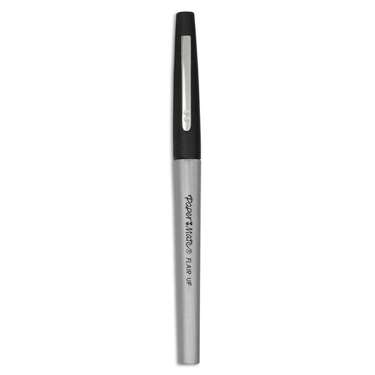 Paper Mate Flair Felt Tip Porous Point Pen, Stick, Extra - Fine 0.4 mm, Black Ink, Black Barrel, Dozen - themonogram manor 