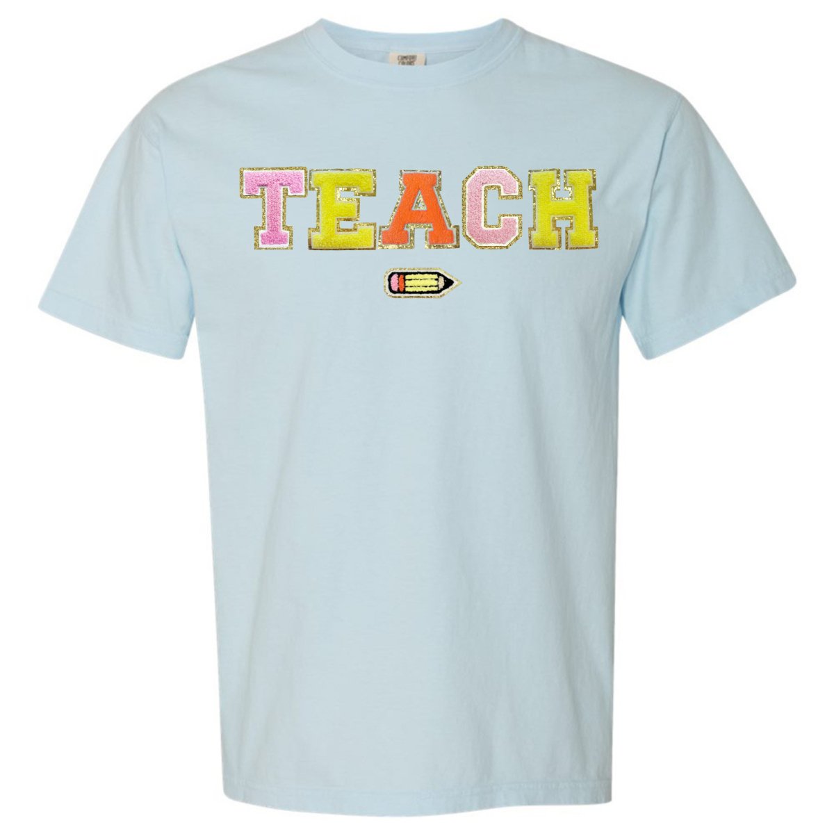 Teach Pencil Letter Patch T-Shirt - themonogram manor 