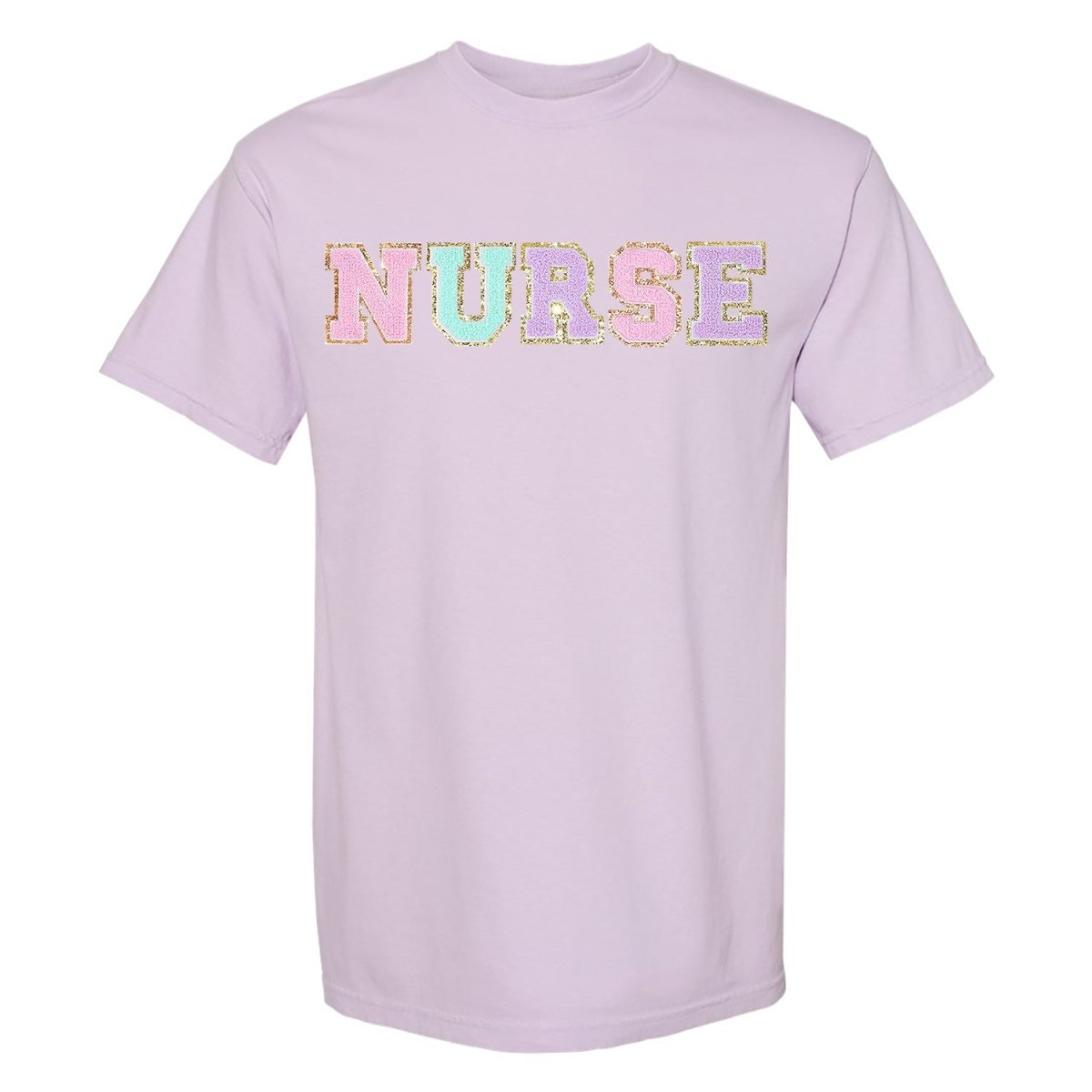 Nurse Colorful Letter Patch Comfort Colors T-Shirt - themonogram manor 