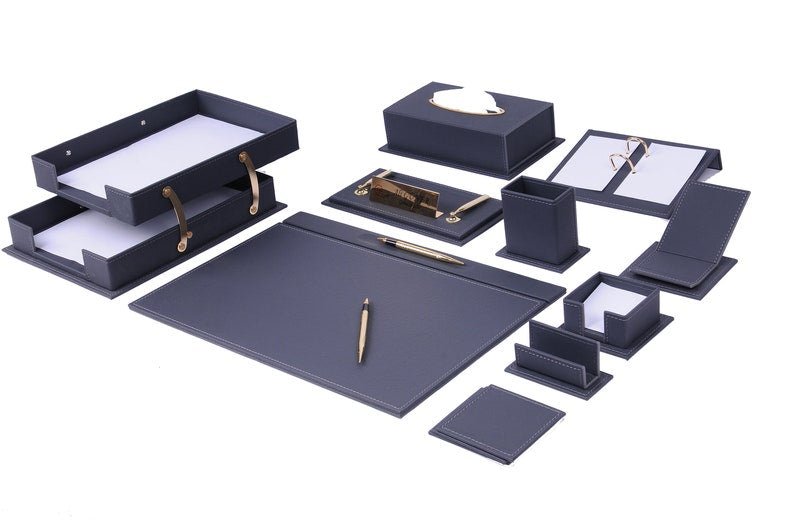 MOOG Luxury Desk Set - 14 Accessories - Tan - 14 PCS - themonogram manor 