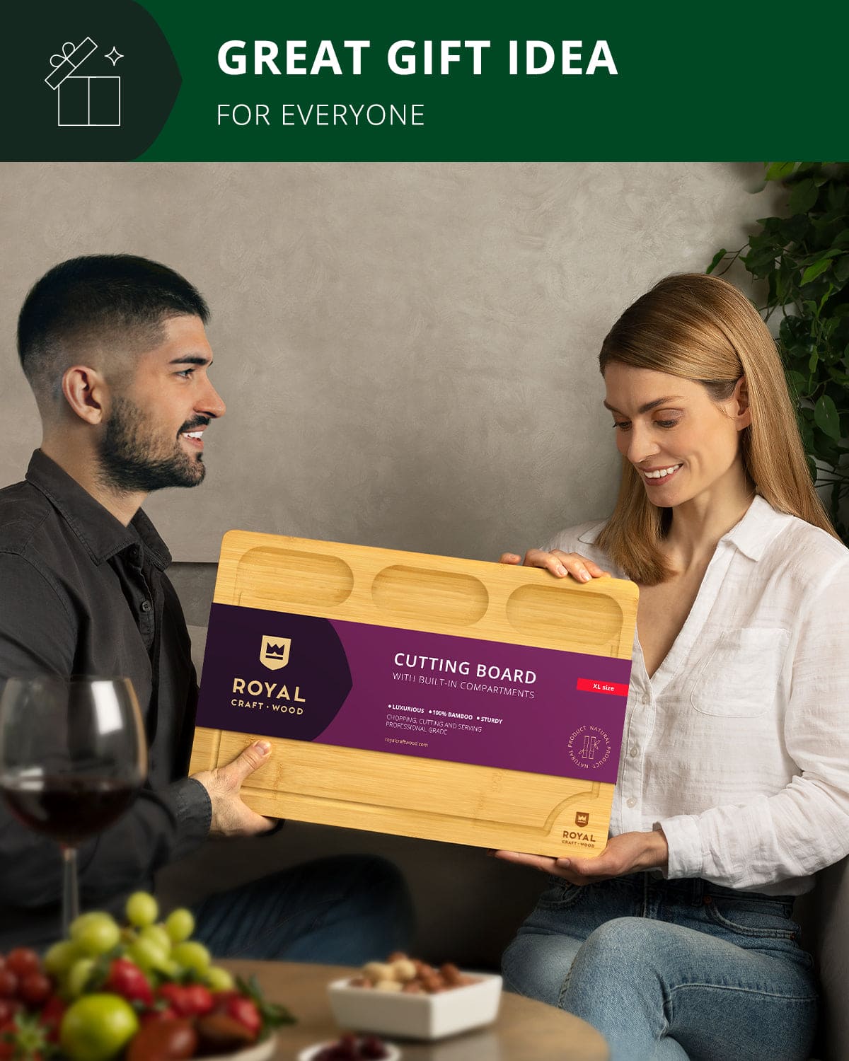 Cutting Board with Compartments, 18” x 12” - themonogram manor 