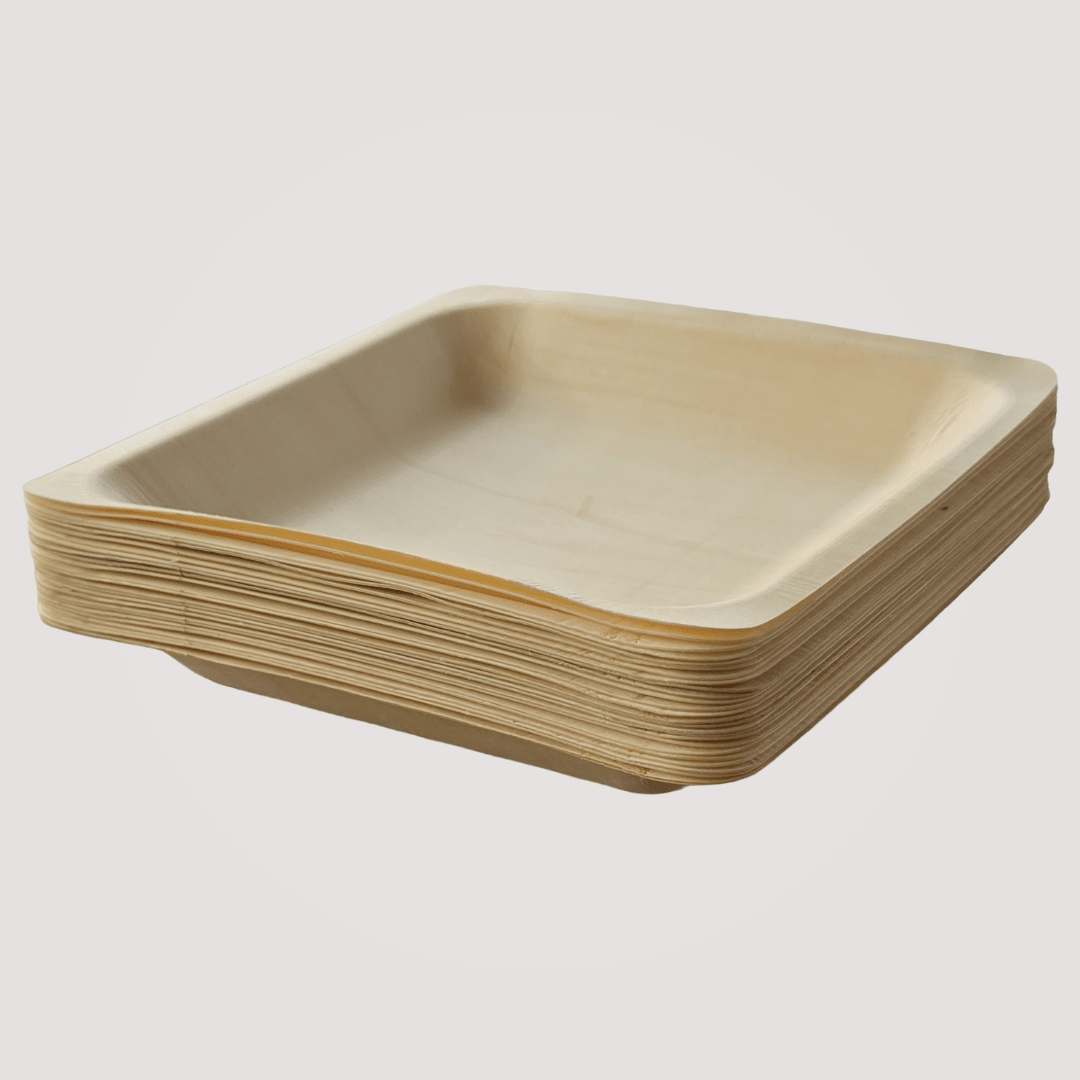 Eco Friendly Square Wooden Plate 4.5" (500 Pack) like Bamboo and Palm leaf - themonogram manor 