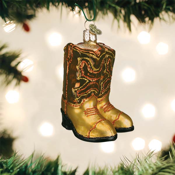 Brown Pair Of Cowboy Boots Ornament - themonogram manor 
