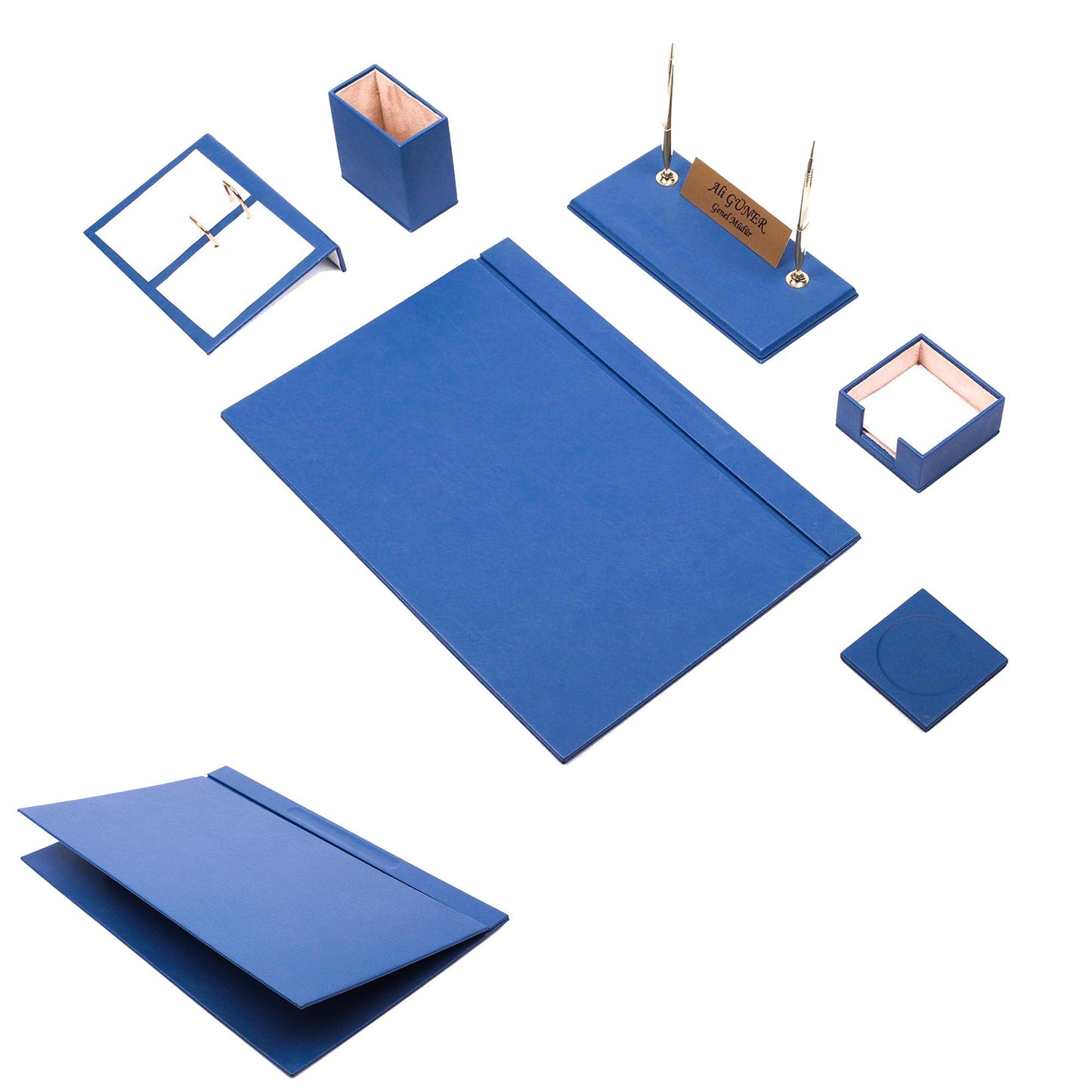 MOOG Leather Desk Set - 8 Accessories - Green - 8 PCS - themonogram manor 
