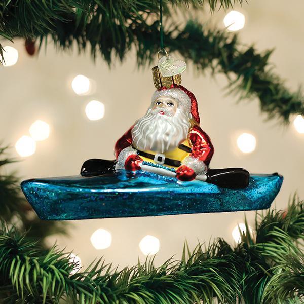 Santa In Kayak Ornament - #themonogram manor #