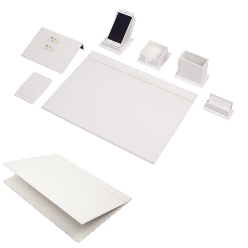 MOOG Luxury Desk Set - 9 Accessories - White - 9 PCS - themonogram manor 