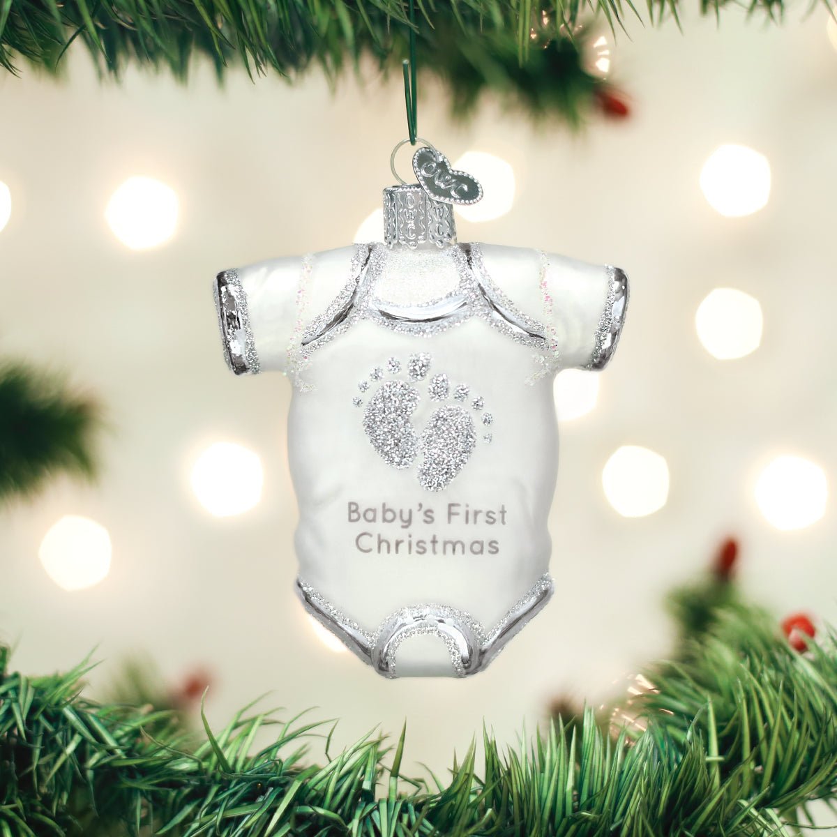 White Baby Onesie Ornament - themonogram manor 