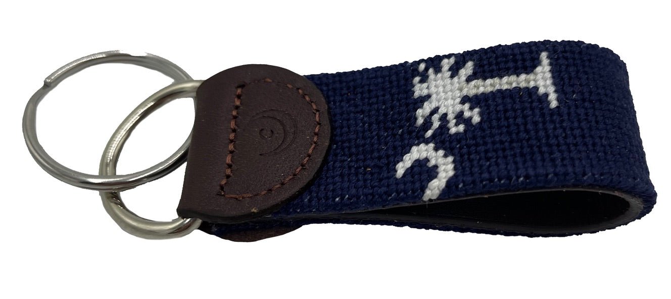 Crescent Moon and Palmetto Hand - stitched Needlepoint Key Fob - themonogram manor 
