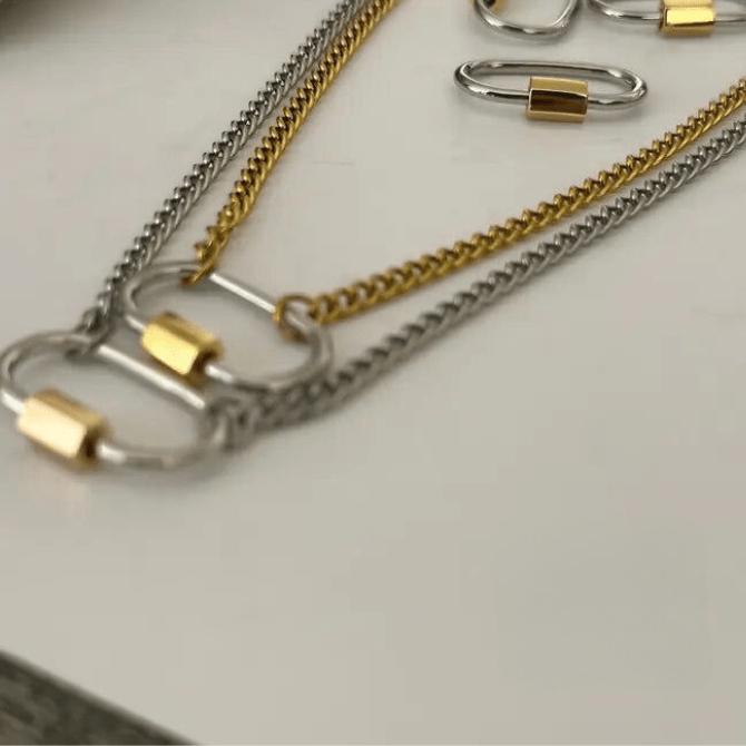 Two Tone Lock Necklace ~ Deep South Originals - themonogram manor 