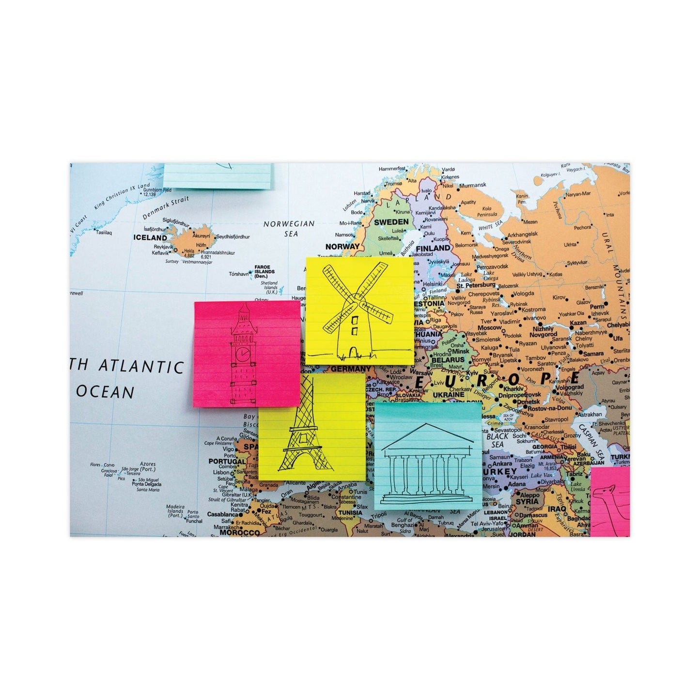 Post - it Pop - up Notes Refill, Note Ruled, 4" x 4", Aqua Wave, 90 Sheets/Pad, 5 Pads/Pack - themonogram manor 