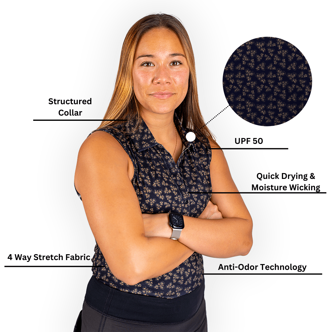 Dark Floral Women's (Sleeveless) Polos - themonogram manor 