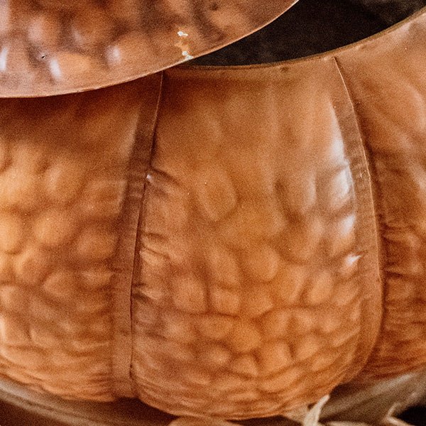 Indoor/Outdoor Metal Pumpkin with Lid - themonogram manor 