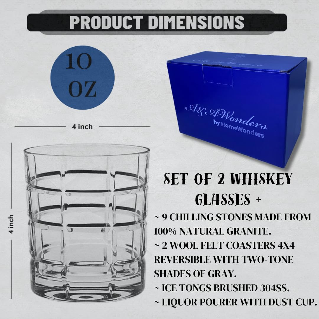 Whiskey Glasses 10oz Premium Scotch Glasses Set of 2 Old Fashioned Whiskey - themonogram manor 