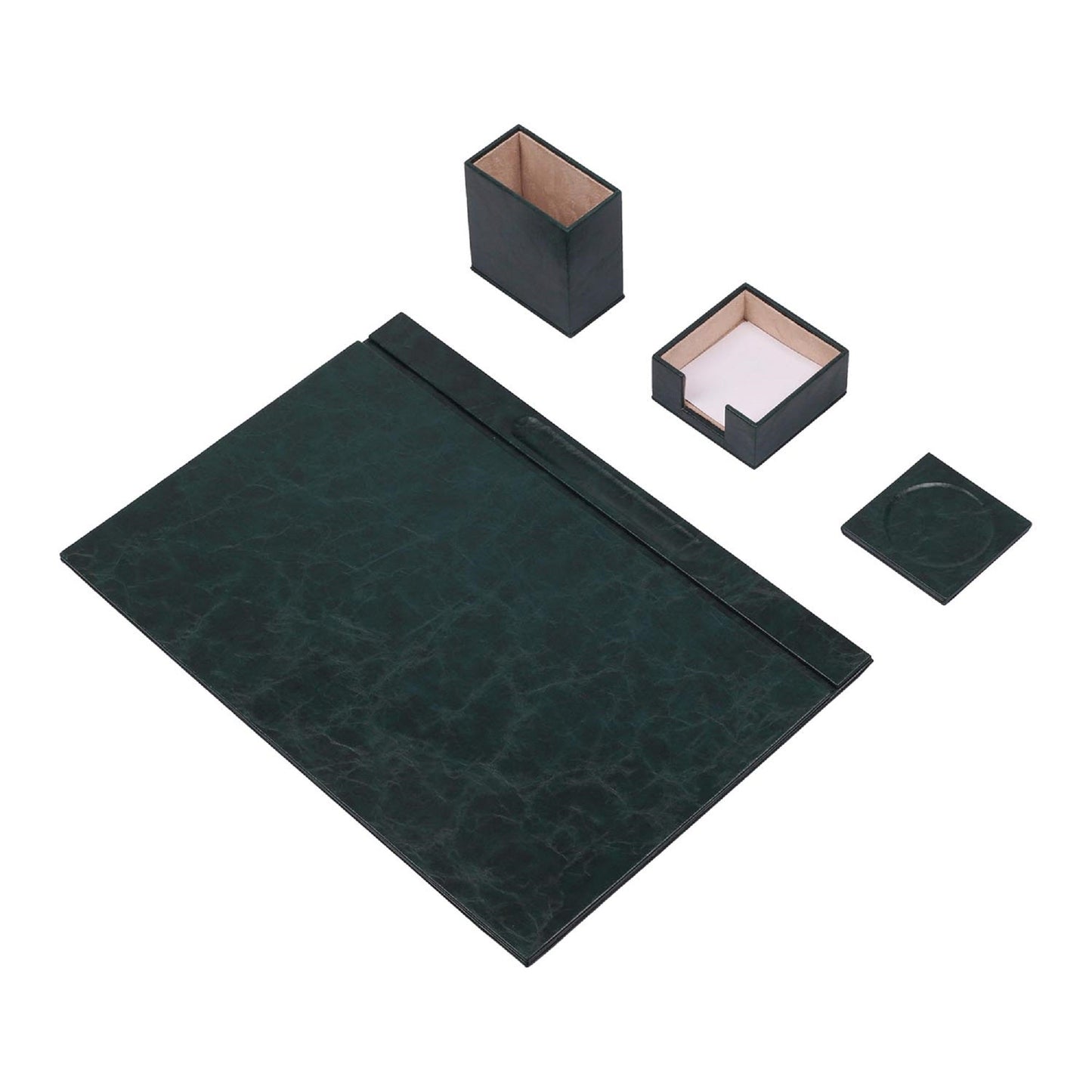 MOOG Leather Desk Set - 4 Accessories - Green - 4 PCS - themonogram manor 