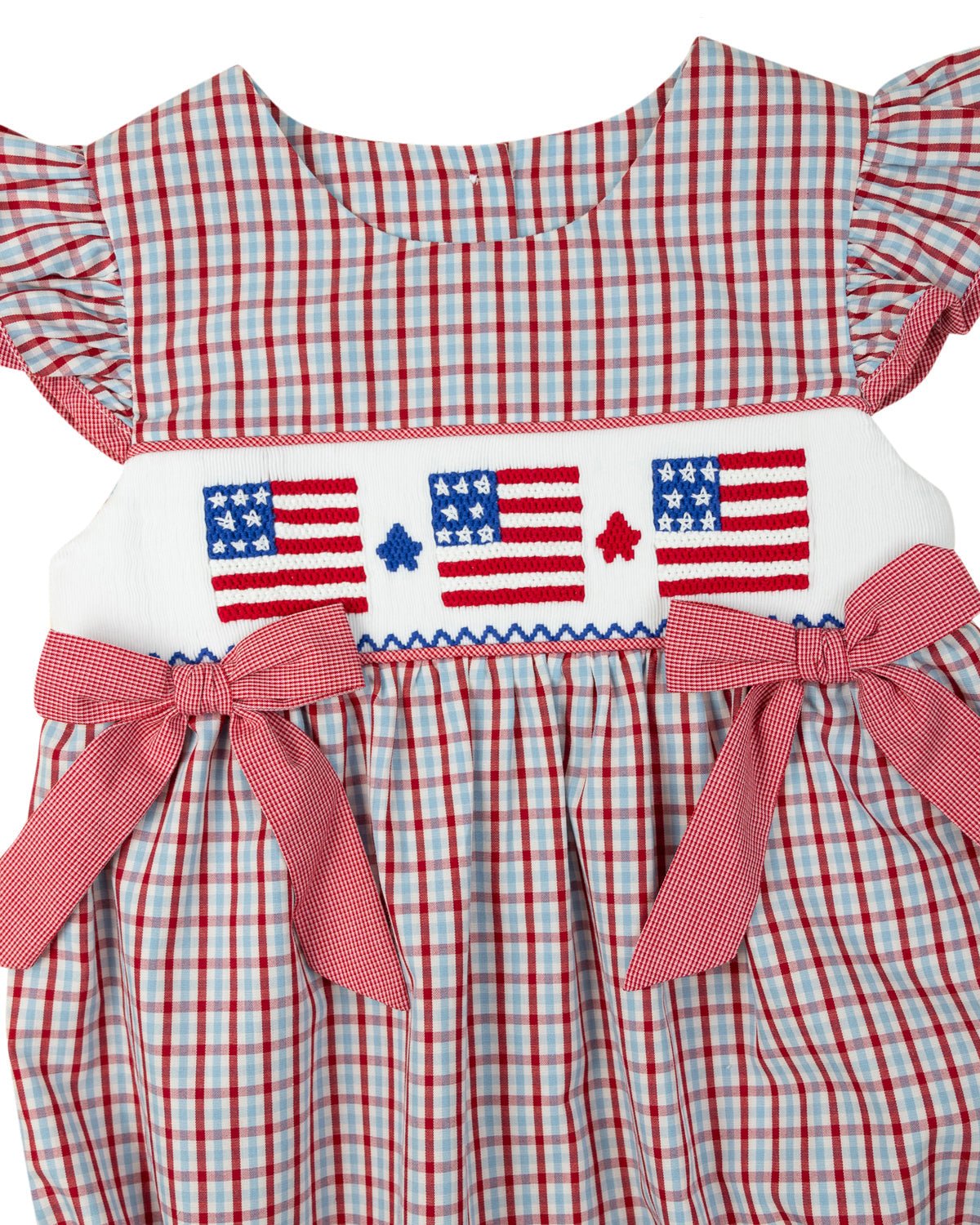 Flags Smocked Checked Bubble - FINAL SALE - themonogram manor 