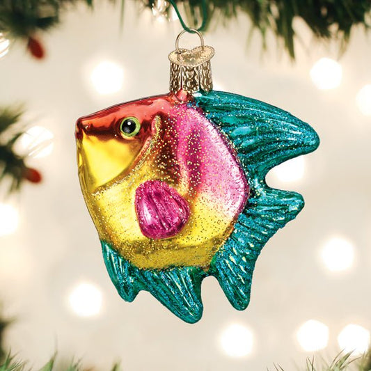 Pink/yellow Tropical Angelfish Ornament - themonogram manor 