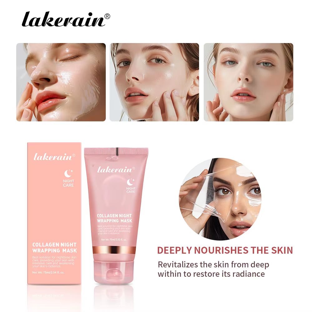Collagen Overnight Wrapping Peel off Facial Mask Korean Collagen Night Wrapping Mask Deeply Hydrates Night Care Mask Cream 75Ml - themonogram manor 