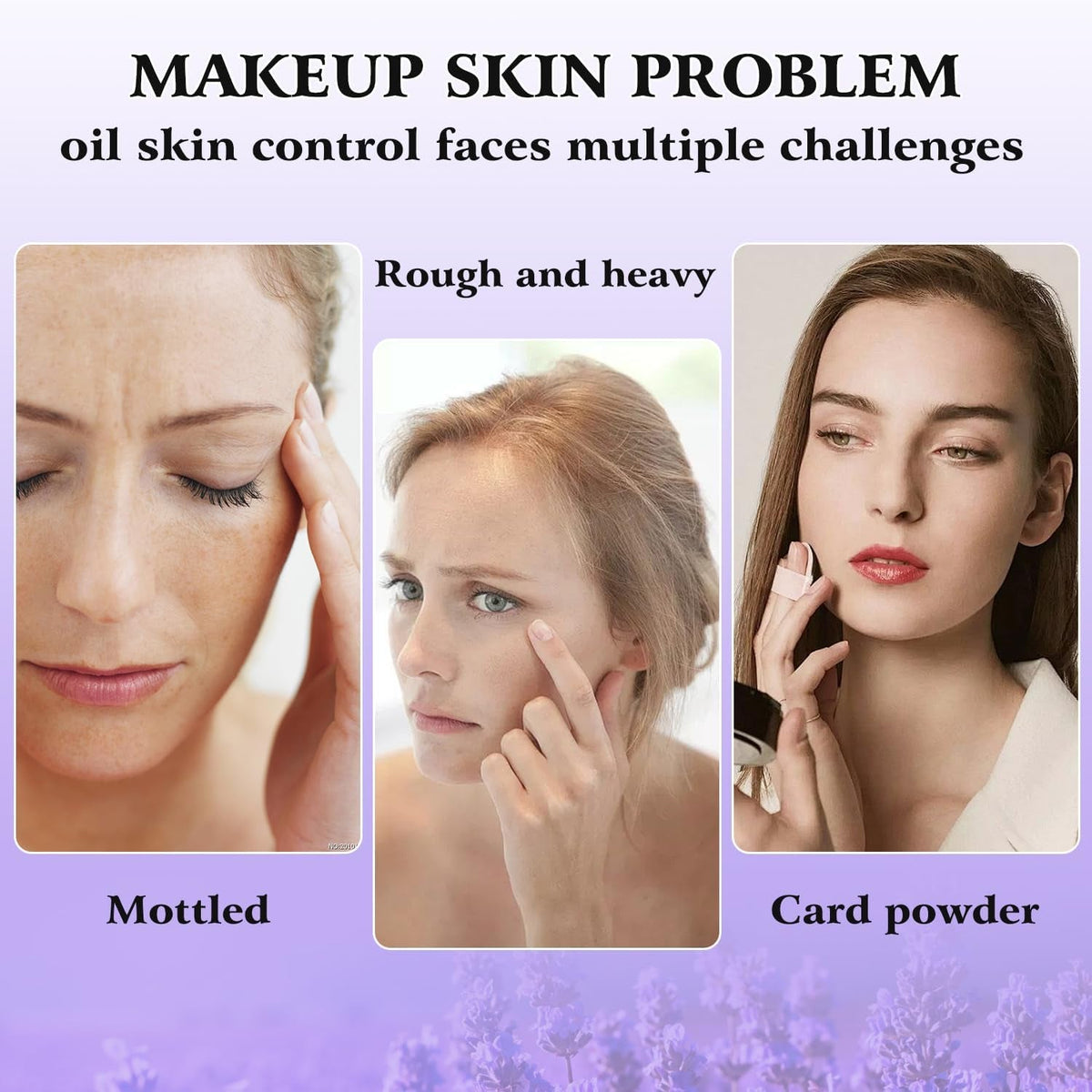 Gel-Like Formula Oil-Control Primer & Setting Powder, Polvos Compactos Matte Powder for Silky Blurring Oil Control, Lavender Blurring Powder - themonogram manor 