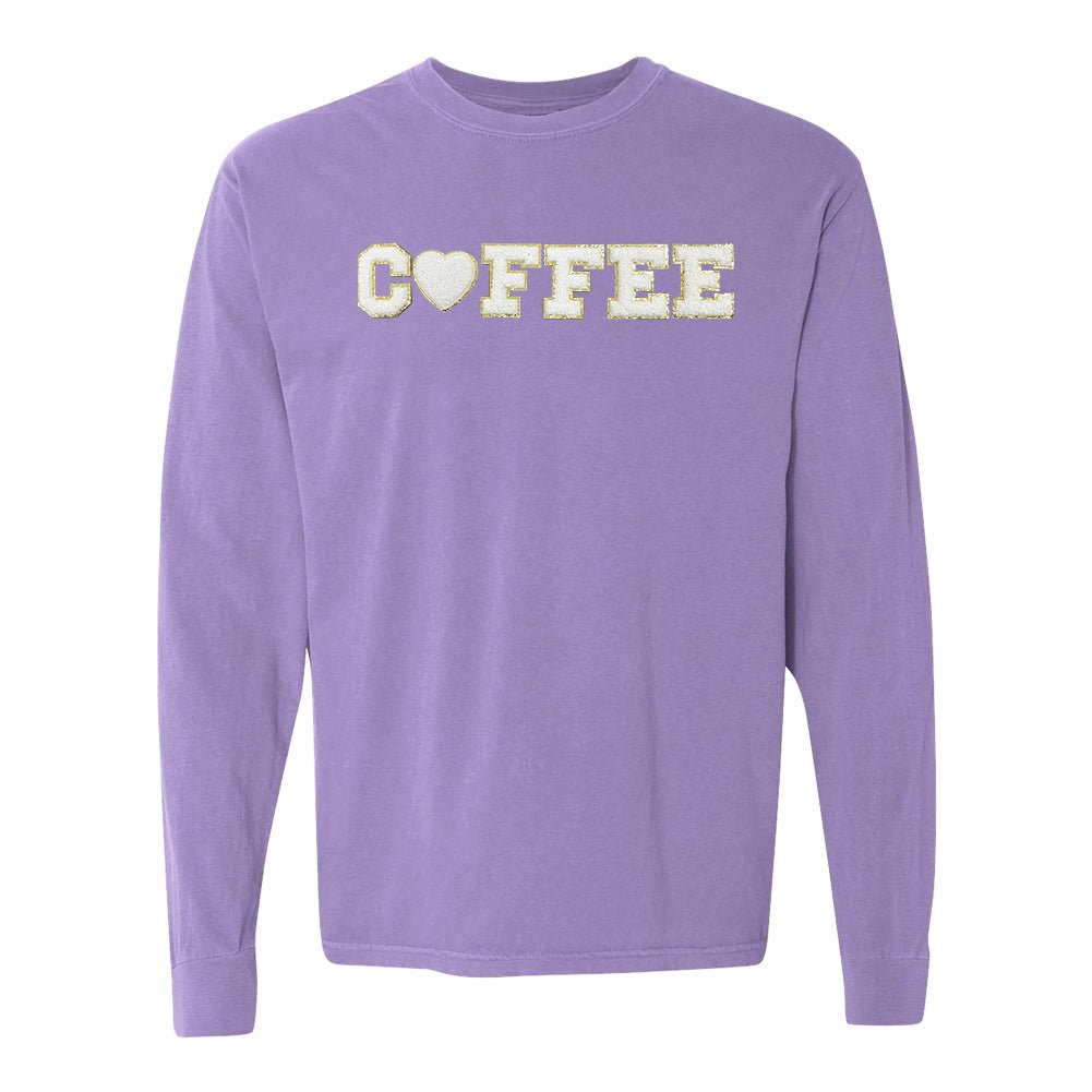Coffee Heart Letter Patch Long Sleeve T-Shirt - themonogram manor 