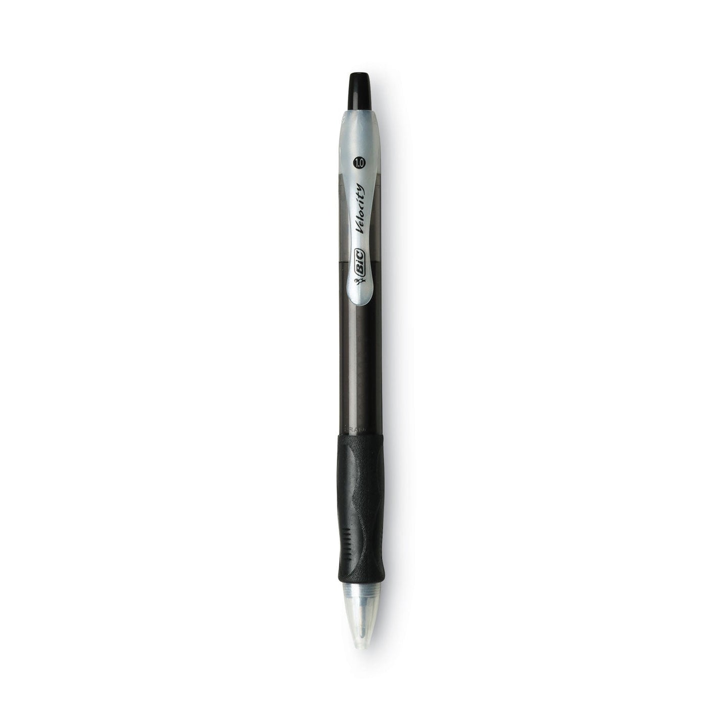 BIC Velocity Easy Glide Ballpoint Pen, Retractable, Medium 1 mm, Black Ink, Translucent Black Barrel, Dozen - themonogram manor 