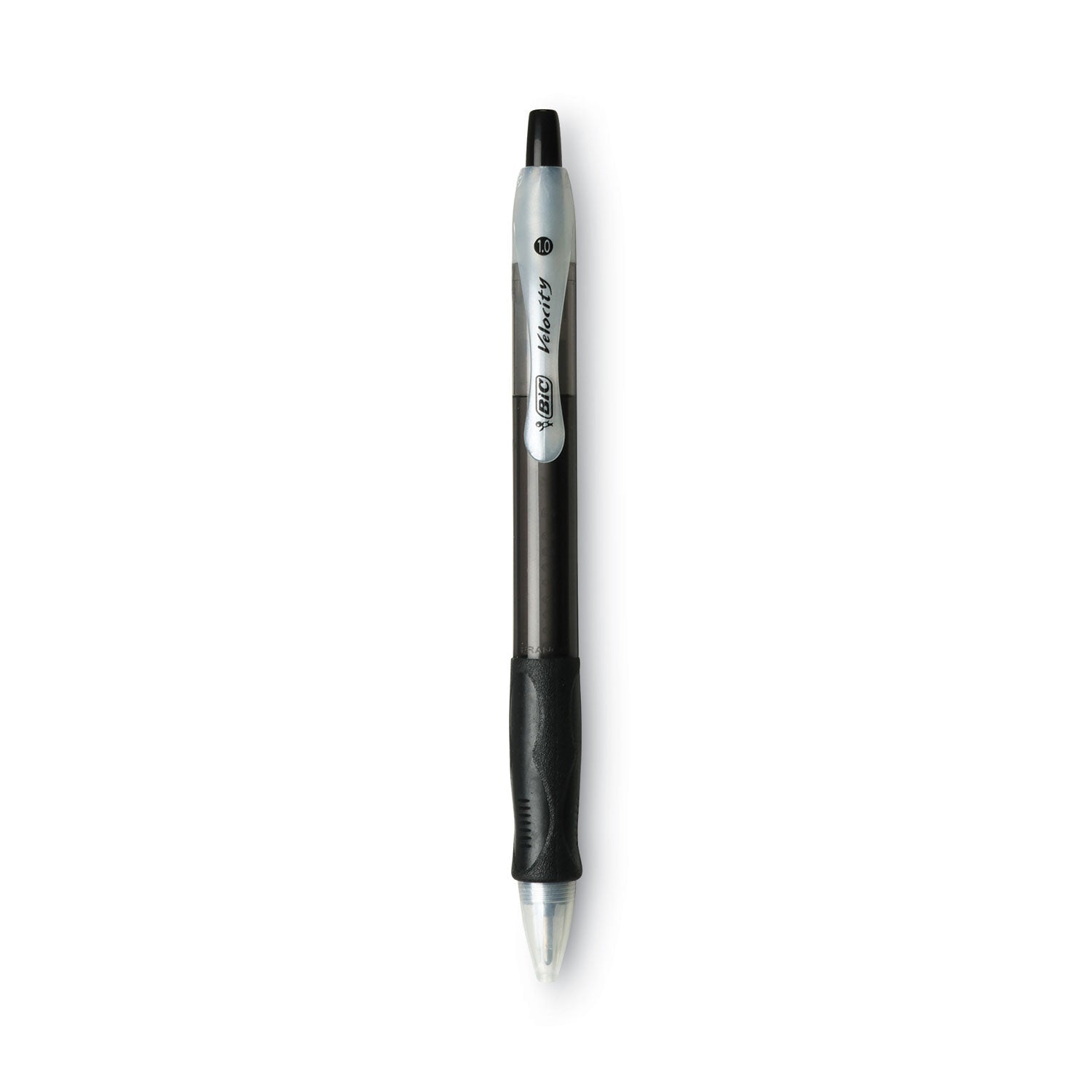 BIC Velocity Easy Glide Ballpoint Pen, Retractable, Medium 1 mm, Black Ink, Translucent Black Barrel, Dozen - themonogram manor 