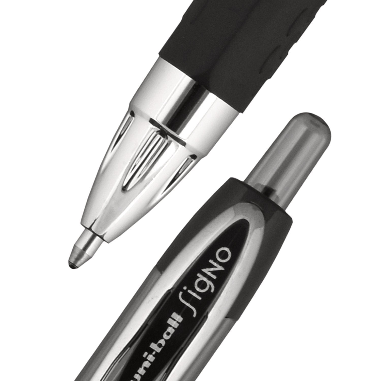 uniball Signo 207 Gel Pen, Retractable, Bold 1 mm, Black Ink, Translucent Black Barrel, Dozen - themonogram manor 